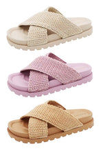 Load image into Gallery viewer, Open Toe Knit Strap Casual Slide Sandals
