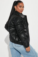 Load image into Gallery viewer, NYLA - Faux Leather Puffer Jacket (Black)
