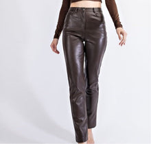 Load image into Gallery viewer, AVA - Faux Leather Pants Chocolate
